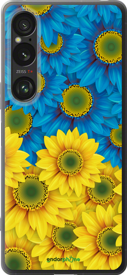 Силиконовый чехол Жёлто-голубые цветы для Sony Xperia 1 VI - 1048u-3975 изображение 