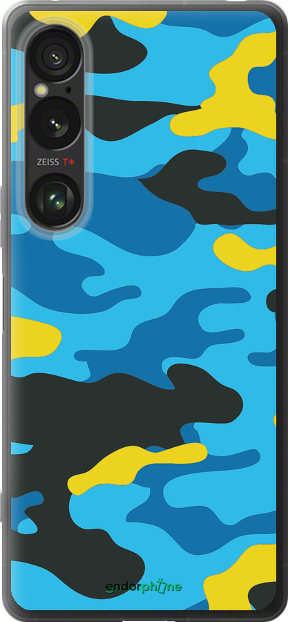 Силиконовый чехол Желто-голубой камуфляж для Sony Xperia 1 VI - 1084u-3975 изображение 