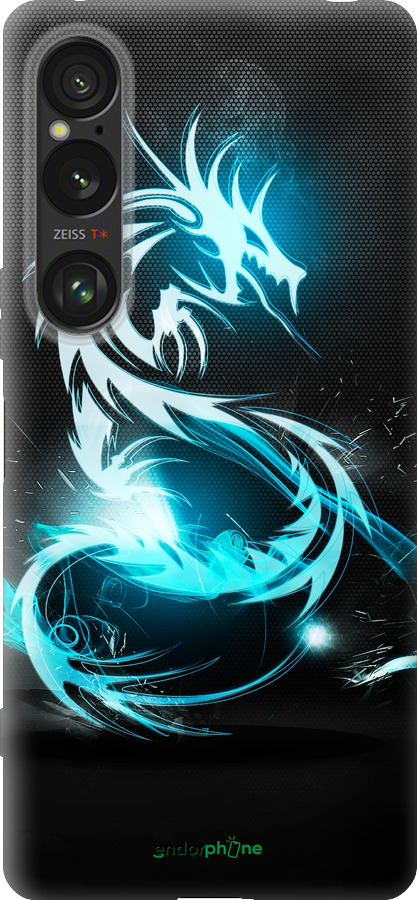 Силиконовый чехол Бело-голубой огненный дракон для Sony Xperia 1 VI - 113u-3975 изображение 