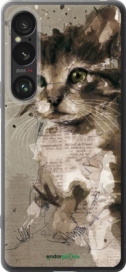 Силиконовый чехол Котёнок из пятен и линий для Sony Xperia 1 VI - 119u-3975 изображение 