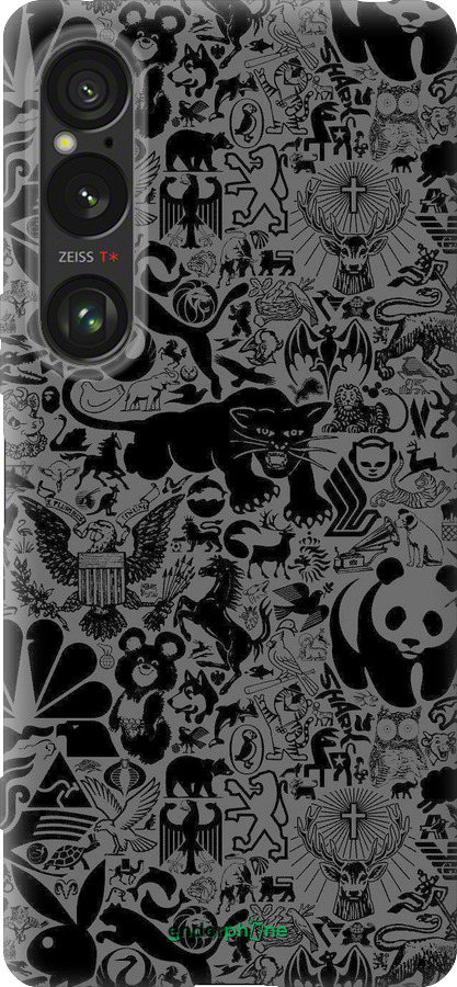 Силиконовый чехол Чёрно-серый стикер бомбинг для Sony Xperia 1 VI - 2432u-3975 изображение 