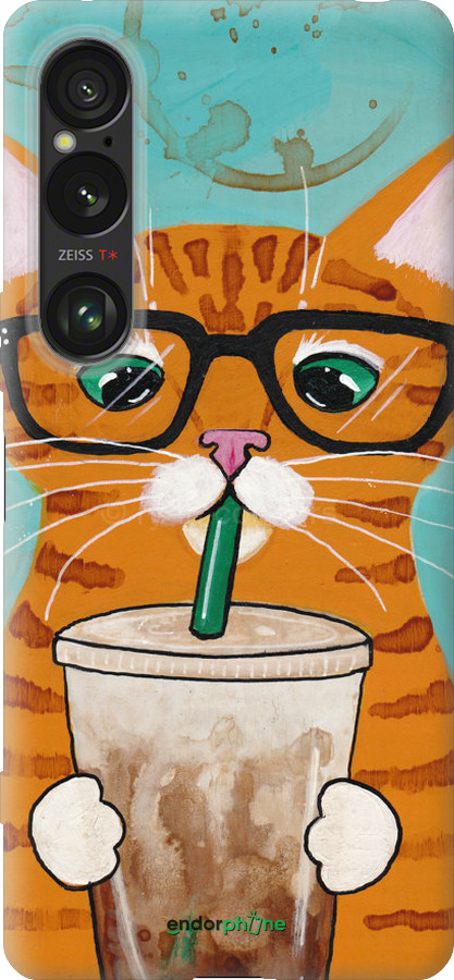 Силиконовый чехол Зеленоглазый кот в очках для Sony Xperia 1 VI - 4054u-3975 изображение 