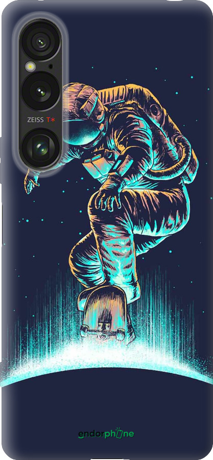 Силиконовый чехол Космонавт на скейтборде для Sony Xperia 1 VI - 4145u-3975 изображение 
