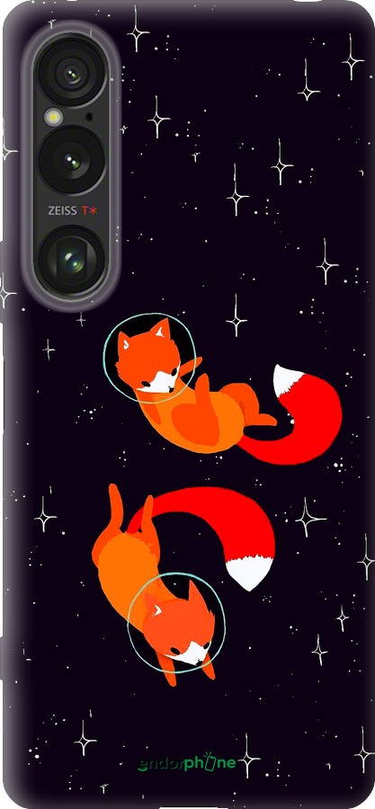 Силиконовый чехол Лисички в космосе для Sony Xperia 1 VI - 4519u-3975 изображение 