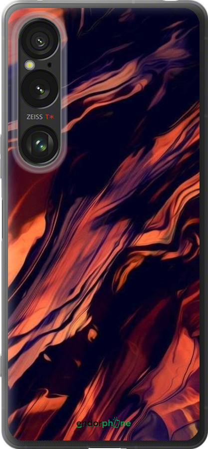 Силіконовий чехол Чорно-помаранчева абстракція для Sony Xperia 1 VI - 5340u-3975 изображение 