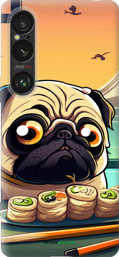 Силиконовый чехол Мопс и суши для Sony Xperia 1 VI - 5588u-3975 изображение 