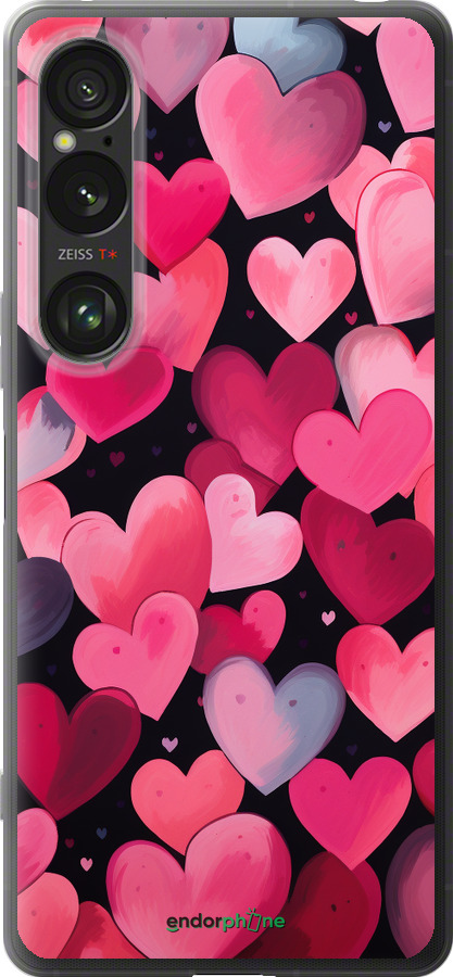 Силиконовый чехол Сердечки 4 для Sony Xperia 1 VI - 5662u-3975 изображение 