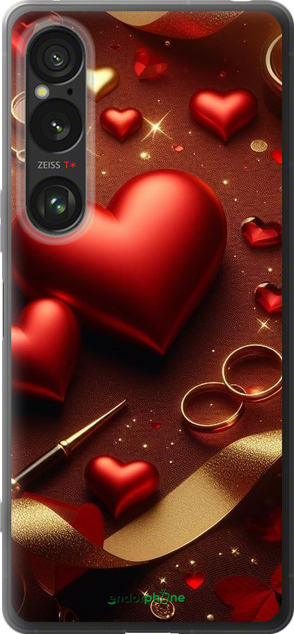 Силиконовый чехол Сердечки v3 для Sony Xperia 1 VI - 5833u-3975 изображение 