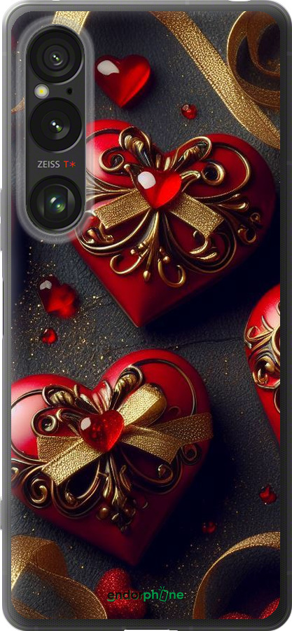 Силиконовый чехол Сердечки v4 для Sony Xperia 1 VI - 5834u-3975 изображение 