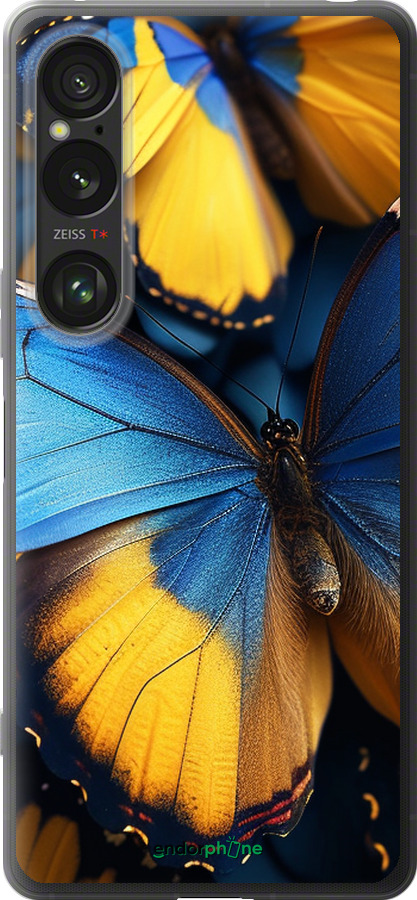Силиконовый чехол Желто-голубые бабочки для Sony Xperia 1 VI - 6046u-3975 изображение 