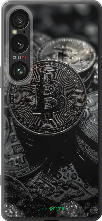 Силиконовый чехол Black Bitcoin для Sony Xperia 1 VI - 6090u-3975 изображение 