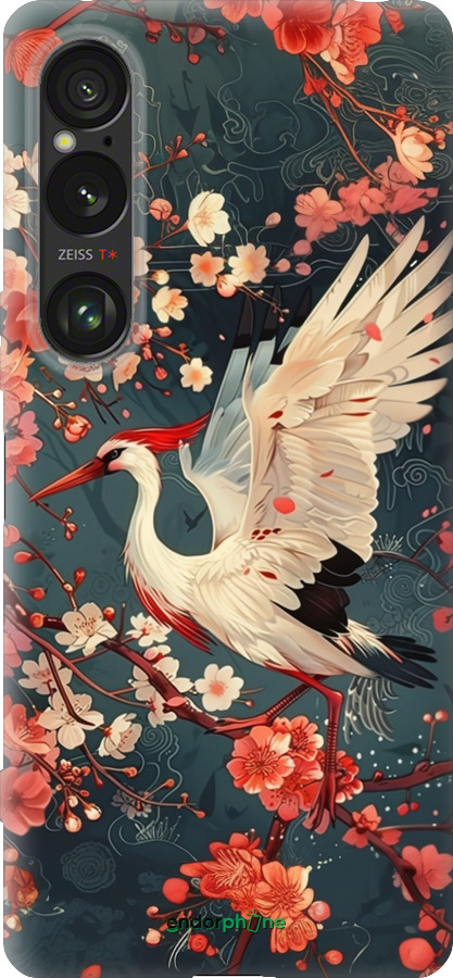 Силиконовый чехол Сакура и аист для Sony Xperia 1 VI - 6108u-3975 изображение 