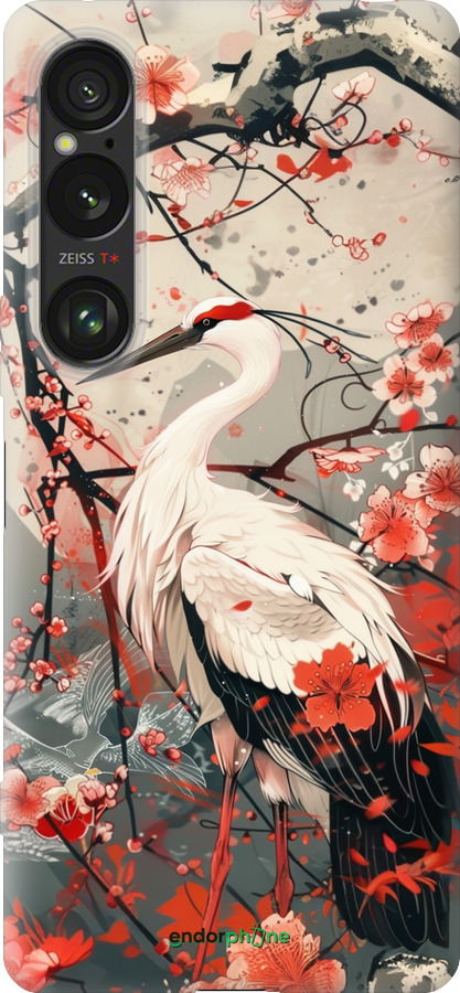 Силиконовый чехол Аист в цвету сакуры для Sony Xperia 1 VI - 6109u-3975 изображение 