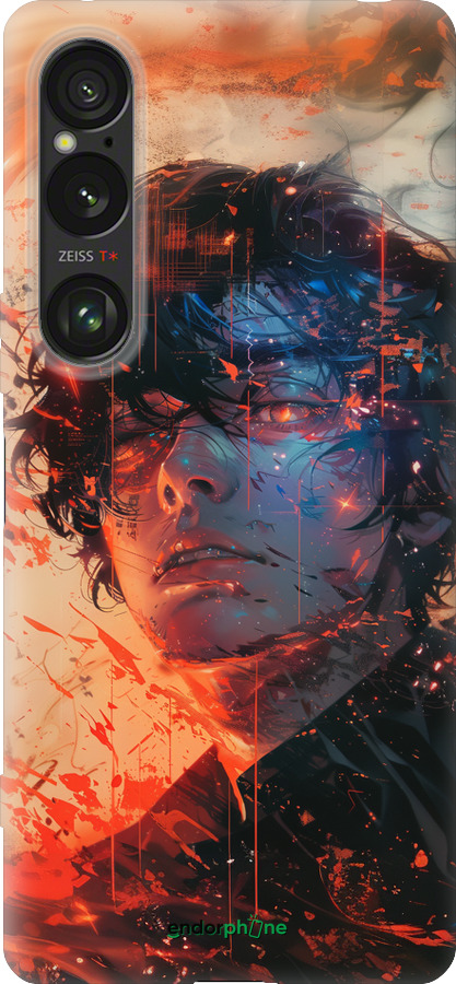 Силиконовый чехол Лицо в пламени для Sony Xperia 1 VI - 6127u-3975 изображение 