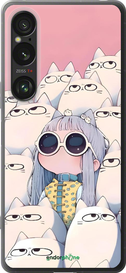 Силиконовый чехол Малышка с котами для Sony Xperia 1 VI - 6295u-3975 изображение 