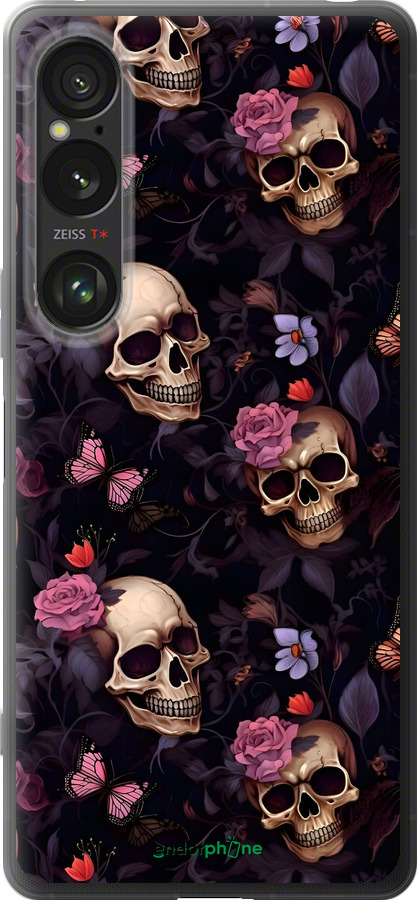 Силиконовый чехол Черепа и розы для Sony Xperia 1 VI - 6316u-3975 изображение 