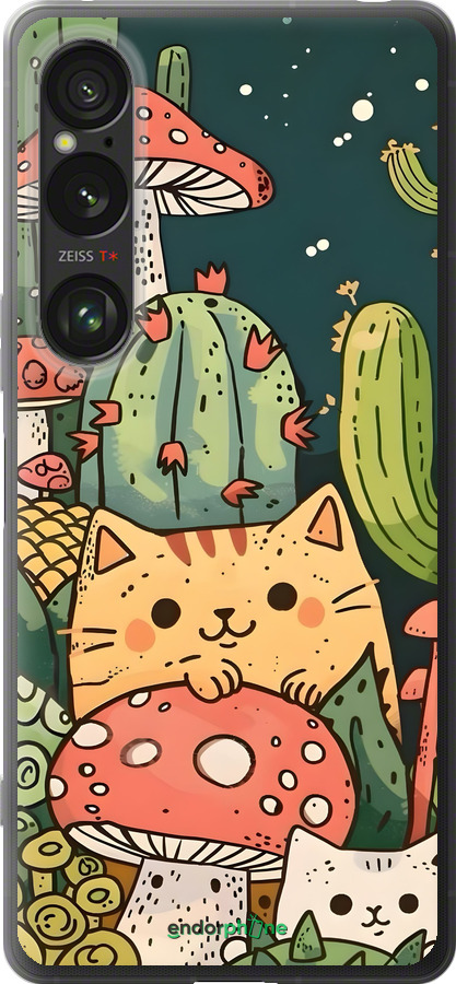 Силиконовый чехол Коты грибы для Sony Xperia 1 VI - 6321u-3975 изображение 
