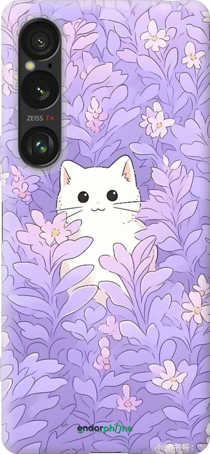 Силиконовый чехол Котик в цветах для Sony Xperia 1 VI - 6390u-3975 изображение 