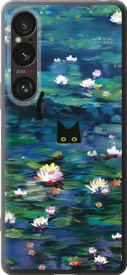 Силиконовый чехол Чехол с изображением водяных лилий Моне и кошек для Sony Xperia 1 VI - 6399u-3975 изображение 