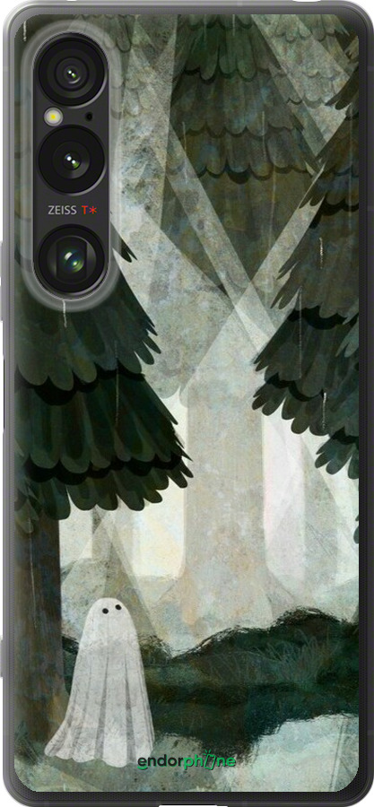 Силіконовий чехол Із зображенням соснового лісу та привида для Sony Xperia 1 VI - 6420u-3975 изображение 