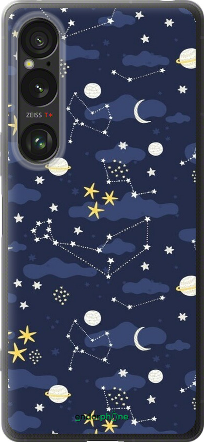 Силиконовый чехол Астрономический узор. Милый дизайн мультяшной вселенной для Sony Xperia 1 VI - 6446u-3975 изображение 
