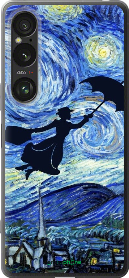 Силиконовый чехол С изображением Мэри Поппинс «Звездная ночь» для Sony Xperia 1 VI - 6487u-3975 изображение 