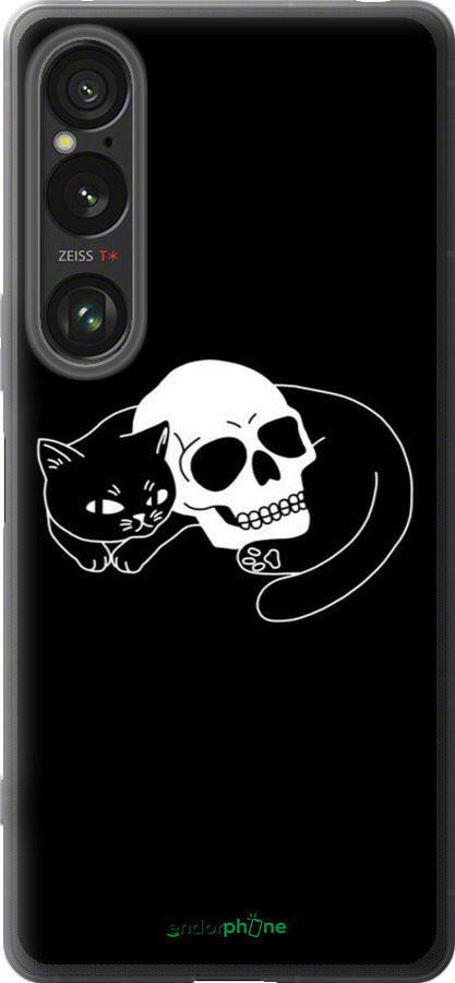 Силиконовый чехол С изображением кота и черепа для Sony Xperia 1 VI - 6491u-3975 изображение 
