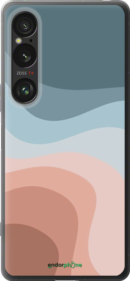 Силіконовий чехол З синіми та рожевими хвилями в стилі ретро для Sony Xperia 1 VI - 6532u-3975 изображение 