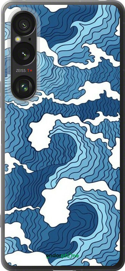 Силиконовый чехол Абстрактный рисунок морских волн для Sony Xperia 1 VI - 6538u-3975 изображение 