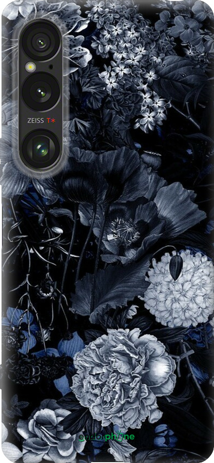 Силиконовый чехол Абстрактный цветочный рисунок в синих тонах для Sony Xperia 1 VI - 6539u-3975 изображение 