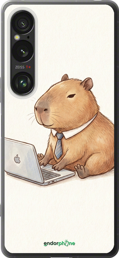 Силиконовый чехол Funny Capybara CEO Working для Sony Xperia 1 VI - 6777u-3975 изображение 