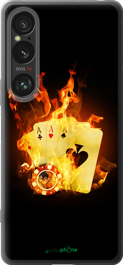 Силиконовый чехол Горящие карты для Sony Xperia 1 VI - 839u-3975 изображение 
