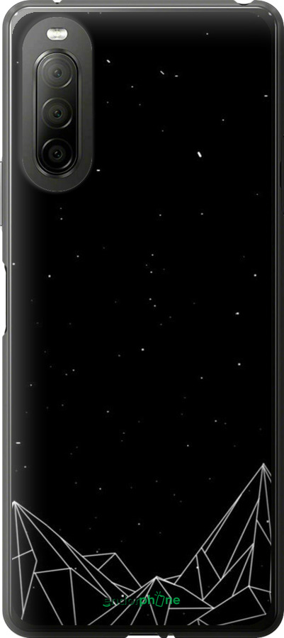 Силиконовый чехол Черно белые абстрактные горы для Sony Xperia 10 II - 6437u-2528 изображение 