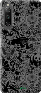 Силіконовий чехол Чорно-сірий стікер бомбінг для Sony Xperia 10 IV - 2432u-2789 изображение 