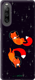 Силиконовый чехол Лисички в космосе для Sony Xperia 10 IV - 4519u-2789 изображение 