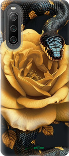 Силиконовый чехол Black snake and golden rose для Sony Xperia 10 IV - 6068u-2789 изображение 