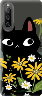 Силіконовий чехол Чорний кіт з квітами для Sony Xperia 10 IV - 6448u-2789 изображение 