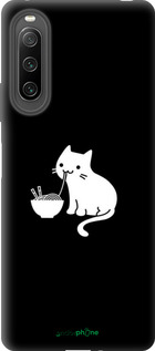 Силиконовый чехол С милым котом на черном фоне для Sony Xperia 10 IV - 6528u-2789 изображение 