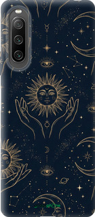 Силиконовый чехол Celestial Harmony: Sun & Moon Gold Mystic Pattern для Sony Xperia 10 IV - 6778u-2789 изображение 
