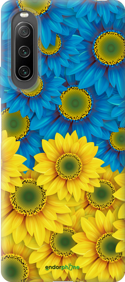 Силиконовый чехол Жёлто-голубые цветы для Sony Xperia 10 IV - 1048u-2789 изображение 