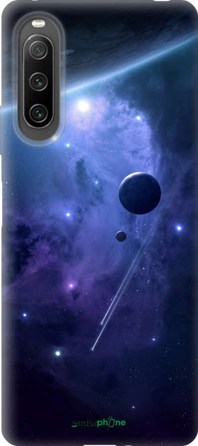 Силиконовый чехол Планеты в синем космосе для Sony Xperia 10 IV - 171u-2789 изображение 