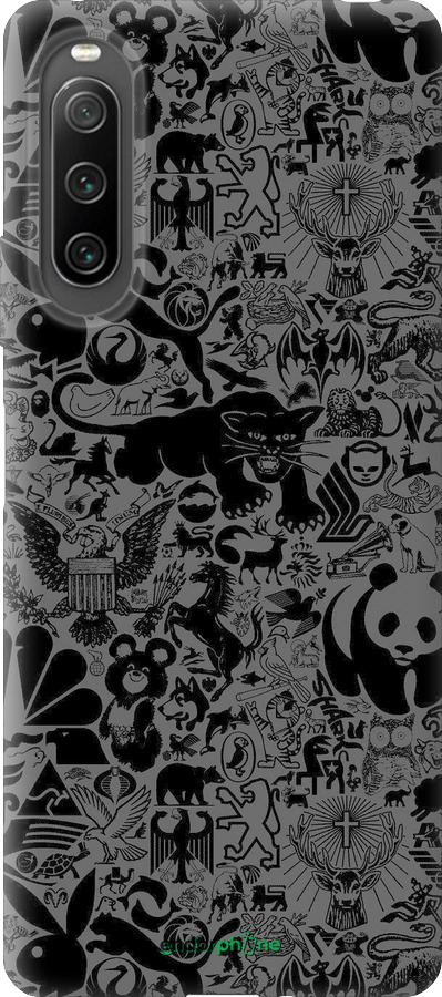 Силіконовий чехол Чорно-сірий стікер бомбінг для Sony Xperia 10 IV - 2432u-2789 изображение 