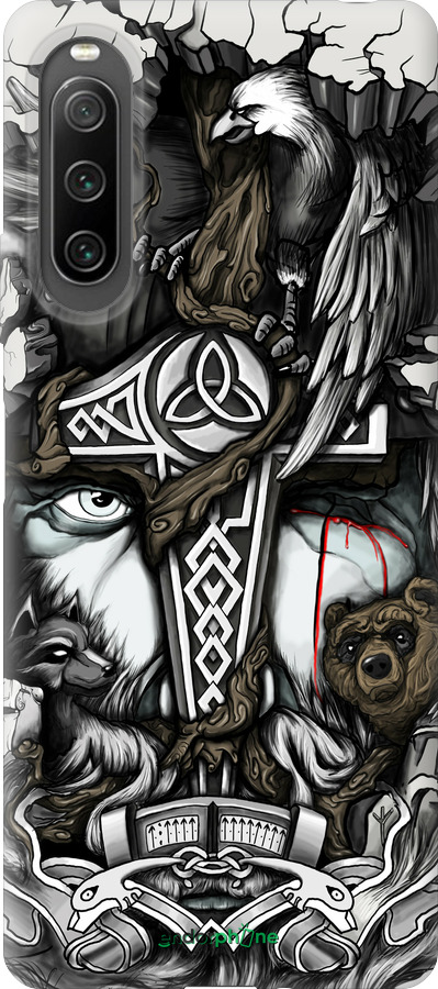 Силиконовый чехол Тату Викинг для Sony Xperia 10 IV - 4098u-2789 изображение 
