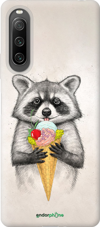 Силиконовый чехол Енотик с мороженым для Sony Xperia 10 IV - 4602u-2789 изображение 