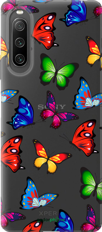 Силиконовый чехол Красочные мотыльки для Sony Xperia 10 IV - 4761u-2789 изображение 