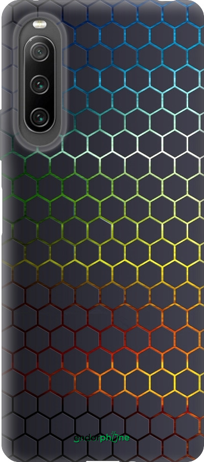 Силиконовый чехол Переливающиеся соты для Sony Xperia 10 IV - 498u-2789 изображение 