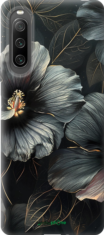 Силиконовый чехол Черные цветы для Sony Xperia 10 IV - 6031u-2789 изображение 