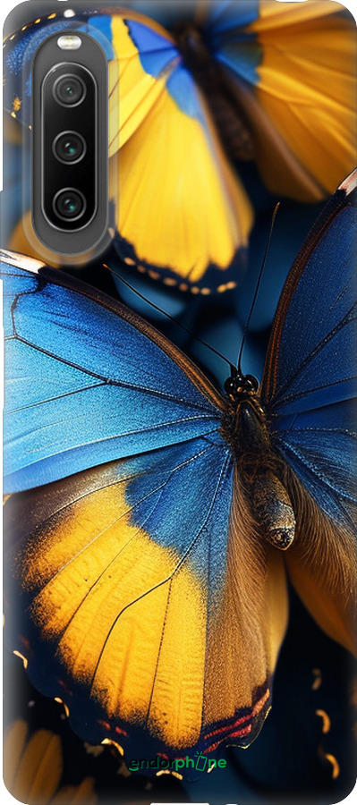 Силиконовый чехол Желто-голубые бабочки для Sony Xperia 10 IV - 6046u-2789 изображение 
