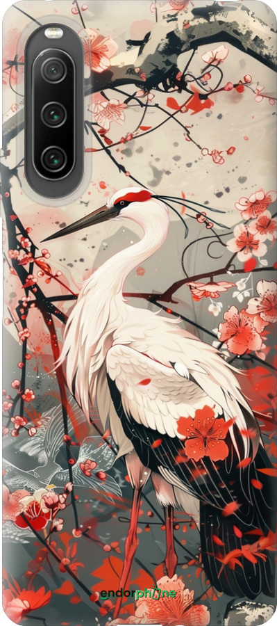 Силиконовый чехол Аист в цвету сакуры для Sony Xperia 10 IV - 6109u-2789 изображение 