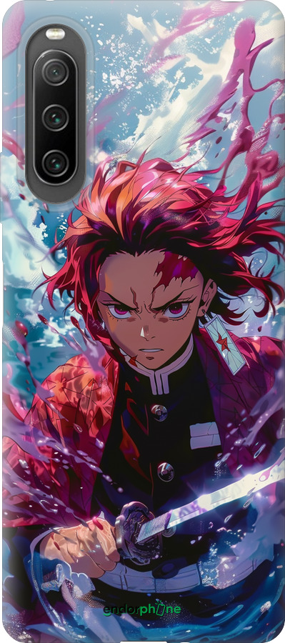 Силиконовый чехол Танджиро Камадо: Клинок рассекающий демонов для Sony Xperia 10 IV - 6111u-2789 изображение 